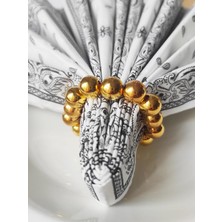 TM Tasarım Mağazası 12 Adet Büyük Gold Incili Peçete Yüzüğü Halkası - İnci 10 mm