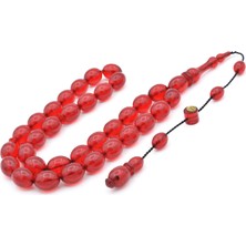 Murty99 Ayhan Turan Imzalı Beyzi Kesim Kırmızı Sıkma Kehribar Tesbih