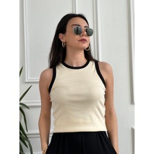 Arzu Emiroğlu Siyah Biyeli Pamuklu Atlet