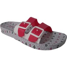 Gezer Kadın Pembe-Gri Çift Tokalı Kaymaz Taban Günlük Deniz Plaj -Sahil Yürüyüş Terliği GE242-010