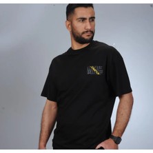 İltaş Erkek Oversize Tshirt  Yazı Baskılı Bisiklet Yaka Yazı Baskılı Tshirt