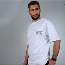 İltaş Erkek Oversize Tshirt  Yazı Baskılı Bisiklet Yaka Yazı Baskılı Tshirt