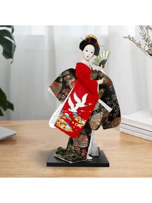 Chasoe Dekor Için 12 Inç Japon Geisha Heykelcik , 13CMX13CMX30CM Kırmızı B (Yurt Dışından)