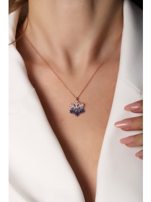 Sunshine 925 Ayar Gümüş 3 Renkli Zirkonyum Kar Tanesi Kolye