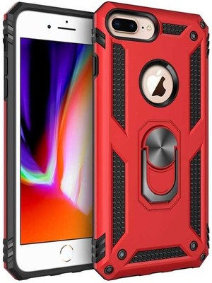 Heptek İletişim Apple  iPhone 8 Plus Kılıf Tank Zırh Yüzüklü Mıknatıslı Standlı Kapak (Vega)