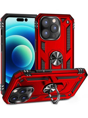 Heptek İletişim Apple  iPhone 14 Pro Kılıf Tank Zırh Yüzüklü Mıknatıslı Standlı Kapak (Vega)