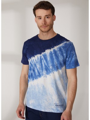 Aeropostale Bisiklet Yaka Batik Mavi Erkek T-Shirt E-Tıre