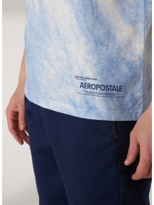 Aeropostale Bisiklet Yaka Batik Mavi Erkek T-Shirt E-Tıre