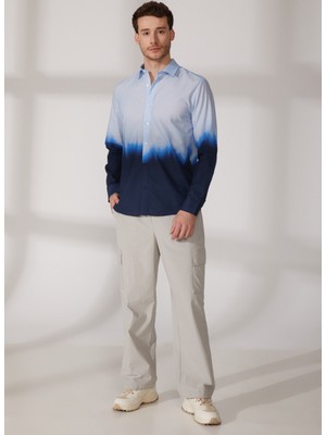 Limon Standart Gömlek Yaka Batik Mavi Erkek Gömlek Deggra