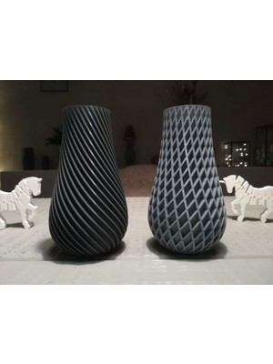 Turansoy Craft Lloret De Mar Lux Vazo Baklava Desen Gri 17CM (1 Adet)
