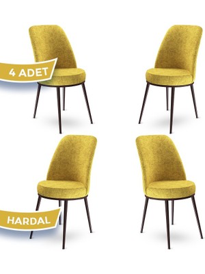 Canisa Concept Dexa Serisi Üst Kalite Mutfak Sandalyesi Metal Kahverengi Iskeletli 4 Adet  Sandalye