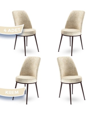 Canisa Concept Dexa Serisi Üst Kalite Mutfak Sandalyesi Metal Kahverengi Iskeletli 4 Adet  Sandalye