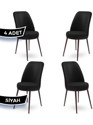Canisa Concept Dexa Serisi Üst Kalite Mutfak Sandalyesi Metal Kahverengi Iskeletli 4 Adet  Sandalye