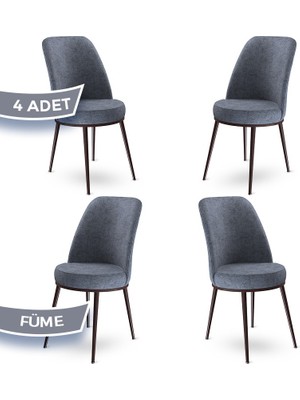 Canisa Concept Dexa Serisi Üst Kalite Mutfak Sandalyesi Metal Kahverengi Iskeletli 4 Adet  Sandalye