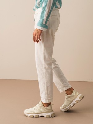 Xint Erkek Beyaz Regular Fit Keten Pantolon