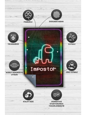Homshtag Suçlu Bulundu Dokuma Tabanlı Yıkanabilir Among Us Gamer Halısı