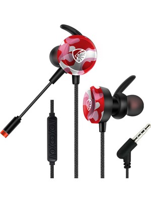 Hytech Hy-Gk4 3,5 Oyuncu Esnek Mikrofonlu Kırmızı Kamuflaj Kulakiçi Kulaklık