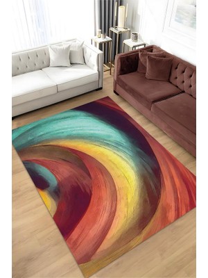 Homshtag Çömlek Çok Renkli Mutfak Halısı Soyut Salon Halısı Geometrik Desenli Halı