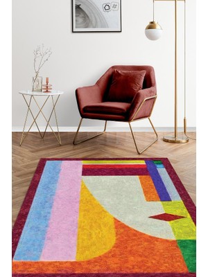 Homshtag Geometrik Kadın Çok Renkli Halı Minimal Salon Halı Tasarım Mutfak Halısı Soft Tasarım Halı