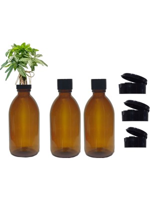Paradise Lik 250 Ml Amber Kahverengi Cam Vazo + Kapak  3 Adet