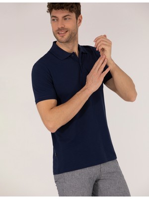 Pierre Cardin Erkek Lacivert Regular Fit Polo Yaka Basic Tişört 50269604-VR033