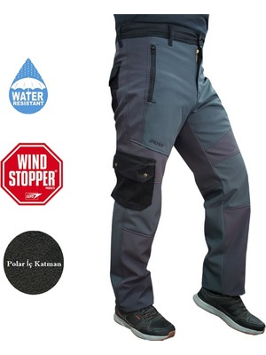 PNT-611 Softshell Pantolon Gri-Petrol Yeşili 50