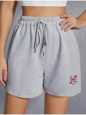 DAXİS Sportwear Company Baskılı Kadın Kısa Şort Rahat Kesim Yazlık Tasarım