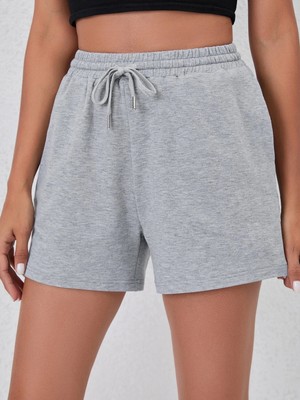 DAXİS Sportwear Company Kadın Kısa Gri Short Nefes Alabilir Kumaş İle Rahat Kesim