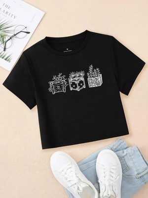 Baskılı Crop Tshirt Daxis Sportwear Company