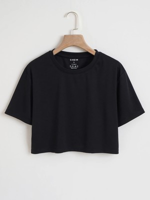 DAXİS Sportwear Company Crop Siyah Tshirt-Daxis Sportwear Company