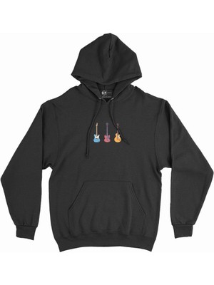 Cix Rock Gitar Tasarımlı Minimal Kapşonlu Sweatshirt Hoodie