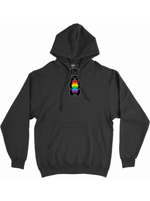 Cix Renkli Gökkuşağı Ayıcık Kapşonlu Sweatshirt Hoodie