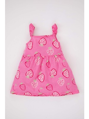DeFacto Kız Bebek Desenli Askılı Elbise A0209A523SM