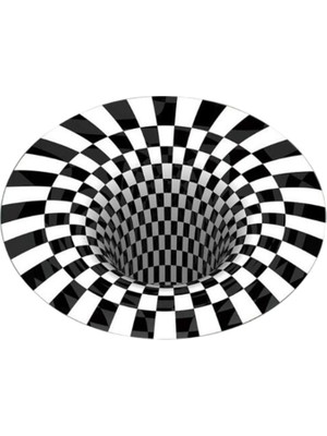 Başucu 3D Illusion Halı Anti Slip Siyah Beyaz Ekose Zemin Mat Oda Dekor 100 cm (Yurt Dışından)