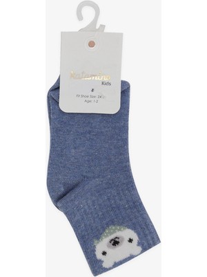 Katamino Erkek Çocuk Soket Çorap Ayıcık Baskılı 1-2-7-8 Yaş, Mavi