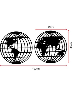 Mıgnatıs Iki Parça Dünya Haritası Ahşap Tablo Duvar Oda Ev Aksesuarı 100X50CM