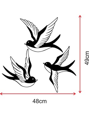 Mıgnatıs 3 Parça Uçuşan Kuşlar Ahşap Tablo Duvar Oda Ev Aksesuarı 50X50CM