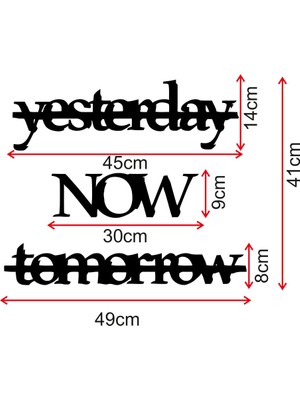 Mıgnatıs Yesterday Now Tomorrow Yazısı Ahşap Tablo Duvar Oda Ev Aksesuarı 50X41CM