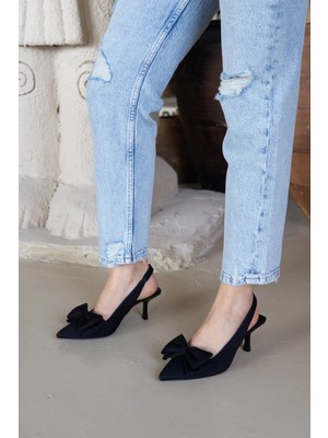 Laminta Maribel Siyah Fiyonklu Kadın Topuklu Ayakkabı