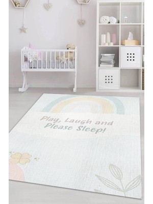 Homshtag Oyna Gül Ve Lütfen Uyu Kişiye Özel Kişiselleştirilebilir Dokuma Tabanlı Yıkanabilir Dekoratif Ev Halısı