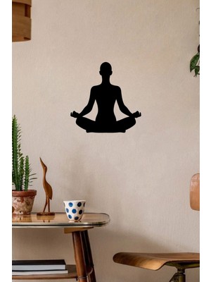 Mıgnatıs Oturan Adam Yoga Pozisyonu Ahşap Tablo Duvar Oda Ev Aksesuarı 50X50CM