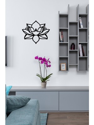 Mıgnatıs Lotus Çiçeği Ahşap Tablo Duvar Oda Ev Aksesuarı 50X41CM