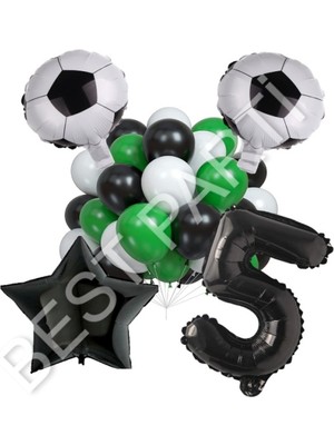 Best Parti Futbol Topu Yıdız Rakam Latex Balon Seti Yaş 5