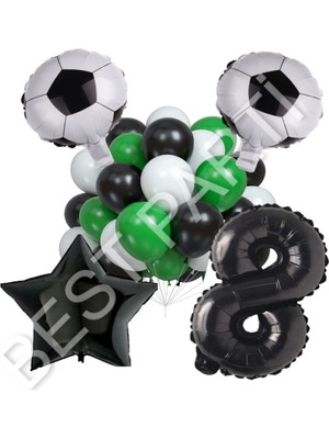 Best Parti Futbol Topu Yıdız Rakam Latex Balon Seti Yaş 8