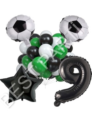 Best Parti Futbol Topu Yıdız Rakam Latex Balon Seti Yaş 9