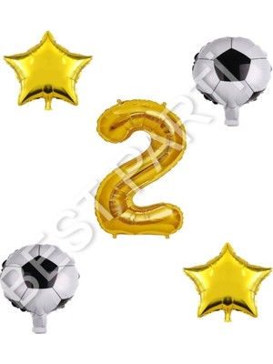 Best Parti Futbol Topu Yıdız Rakam Balon Seti Gold Yaş 2