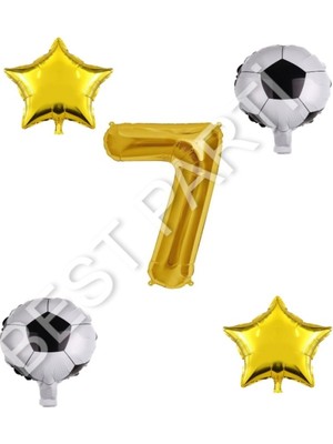 Best Parti Futbol Topu Yıdız Rakam Balon Seti Gold Yaş 7