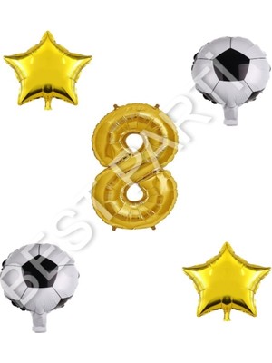 Best Parti Futbol Topu Yıdız Rakam Balon Seti Gold Yaş 8