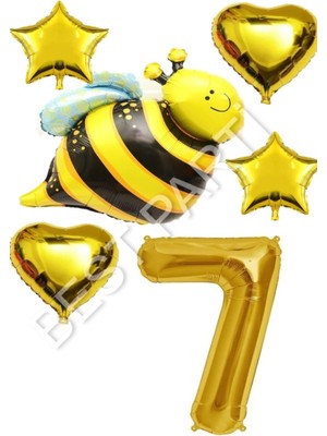 Best Parti Arı Karakterli Yıldız Kalp Folyo Balon Seti Yaş 7