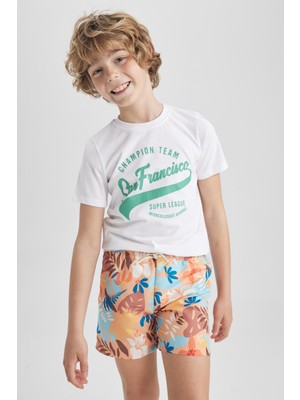 DeFacto Erkek Çocuk Bisiklet Yaka Baskılı Kısa Kollu Tişört Z8002A623SM